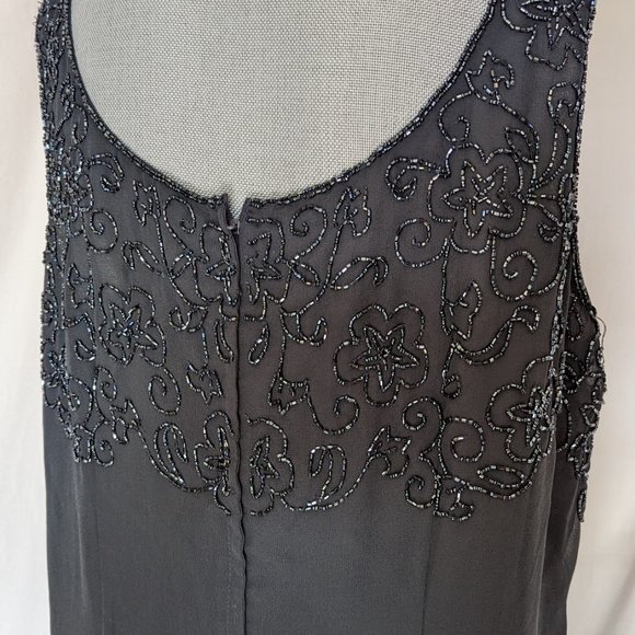 J Lazmi 2 pc w outside sheered maxi jacket sequence gray party formal dress XXL - Picture 8 of 9